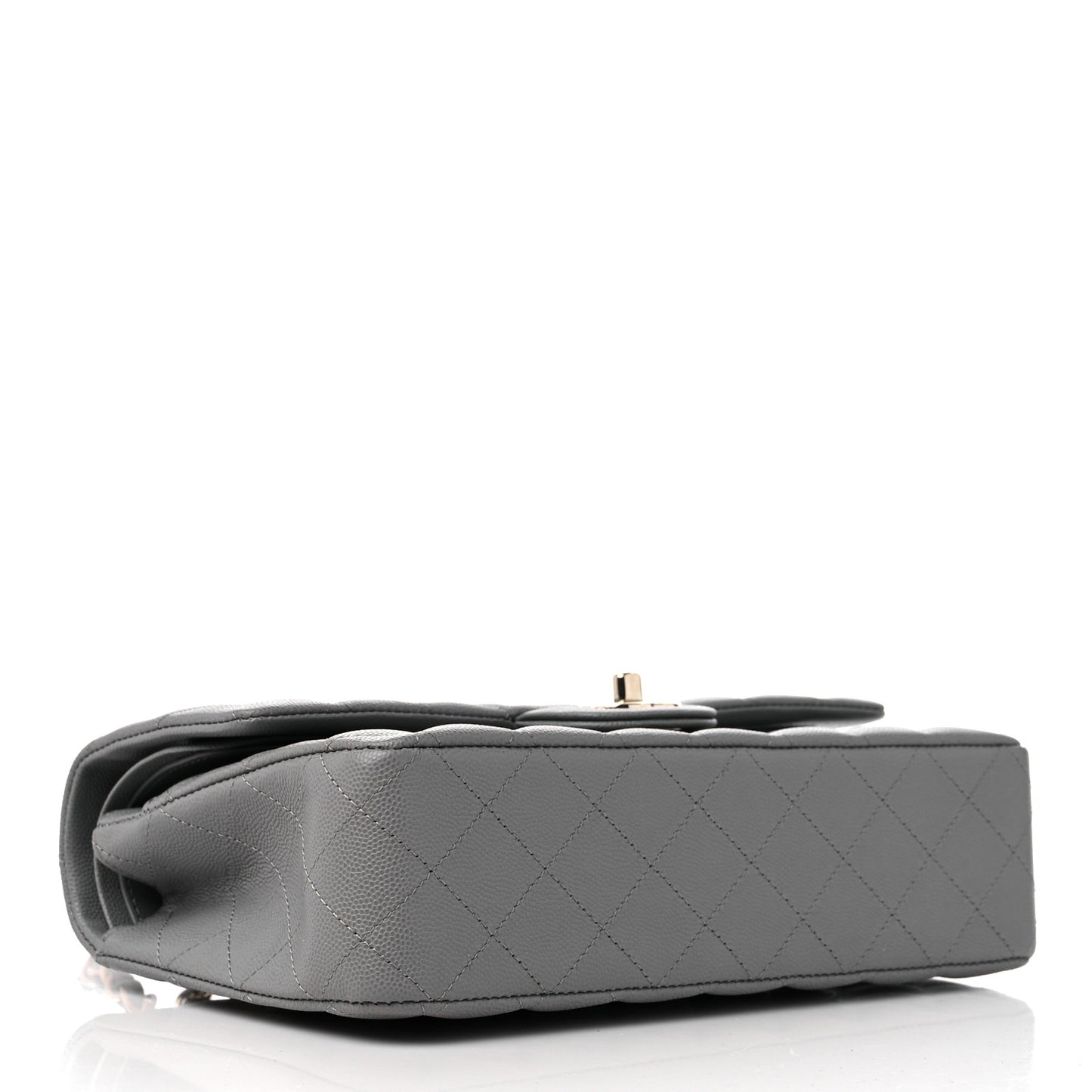 Caviar Quilted Medium Double Flap Grey