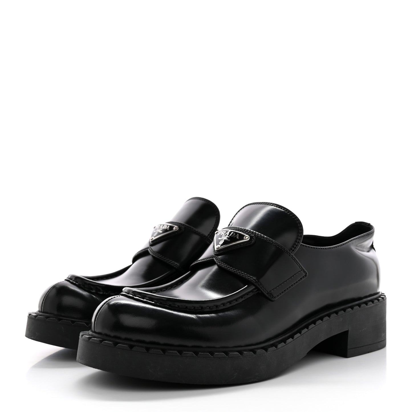 Spazzolato Metal Triangle Logo 50mm Loafers 40 Black