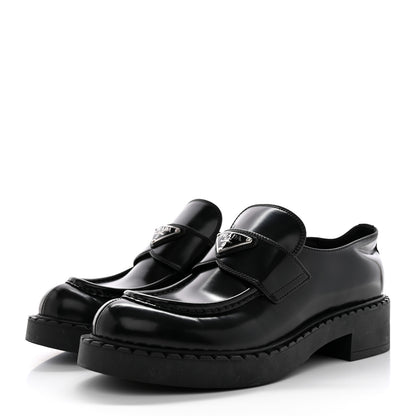 Prada Spazzolato Metal Triangle Logo 50mm Loafers 40 Black 3 of 18
