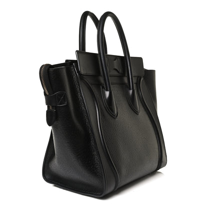 Celine Calfskin Astrakhan Embossed Mini Luggage Black 3 of 22