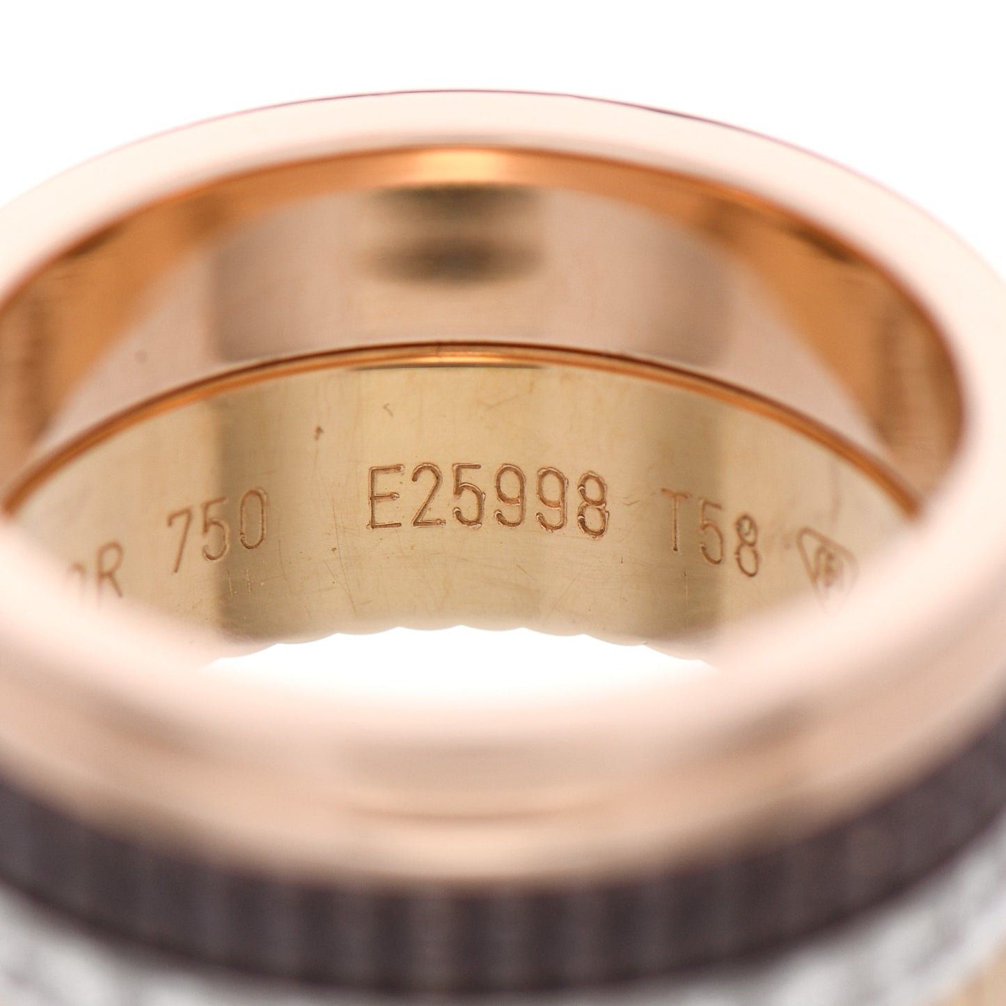 18K Pink Yellow White Gold Diamond PVD Large Quatre Classique Ring 58 8.25