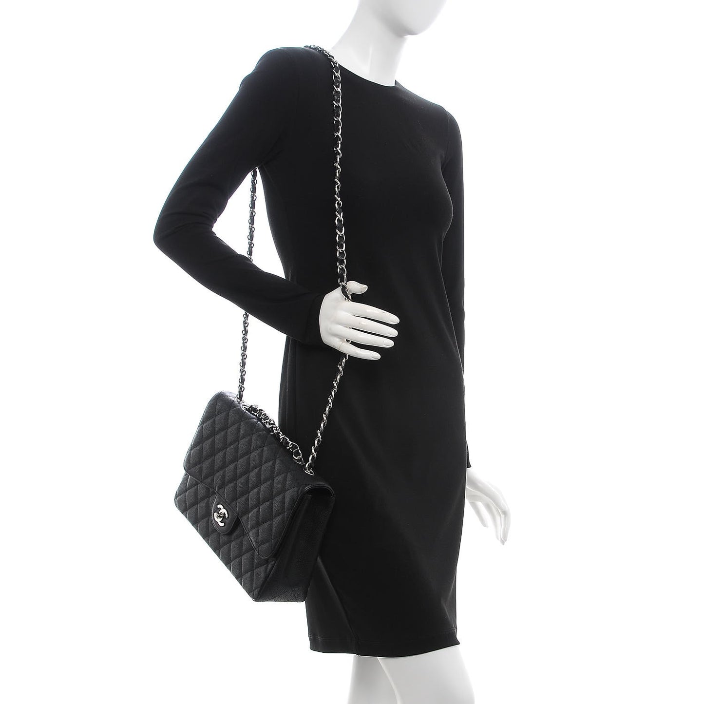 Caviar Quilted Jumbo Single Flap Black