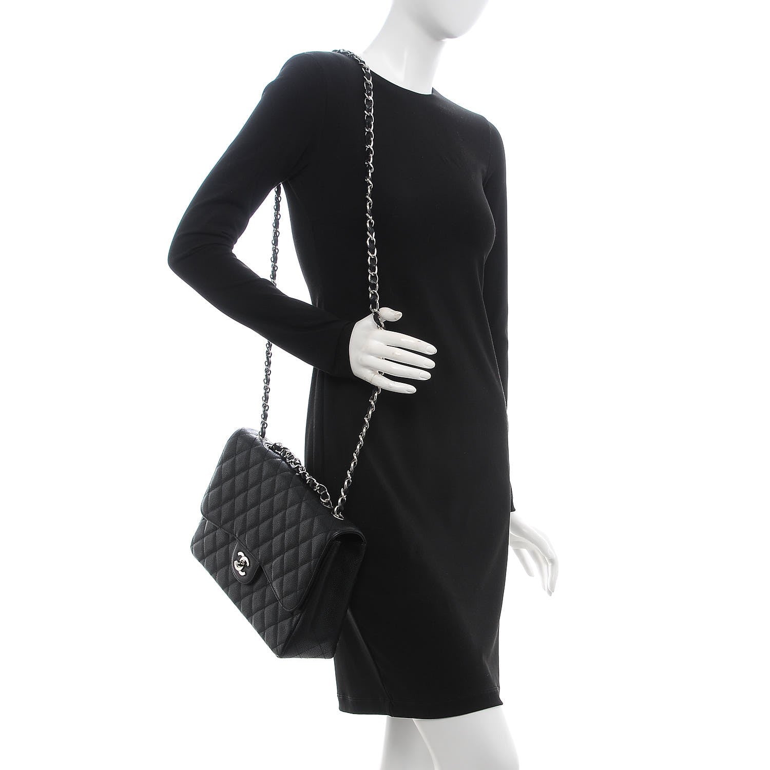 Chanel Caviar Quilted Jumbo Single Flap Black 3 of 11