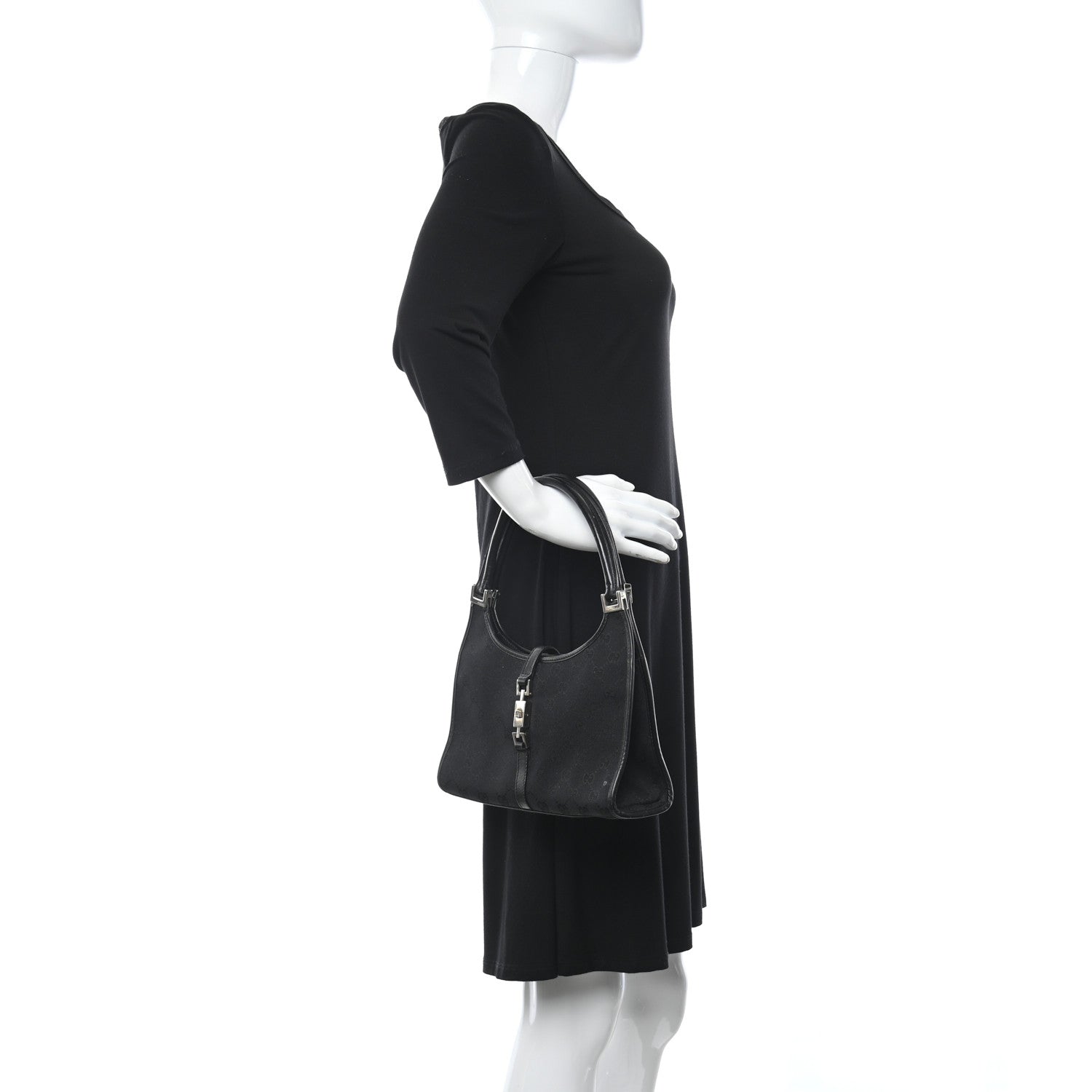 Gucci Monogram Bardot Shoulder Bag Black 2 of 12