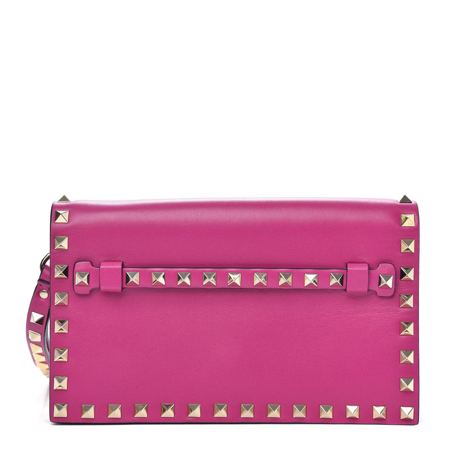 Nappa Small Rockstud Wristlet Clutch Fuxia