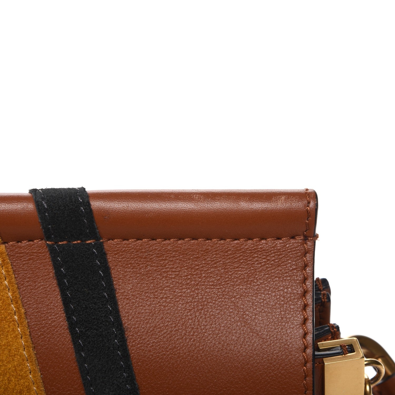 Chloe Suede Calfskin Patchwork Medium Faye Shoulder Bag Tobacco 6 of 9