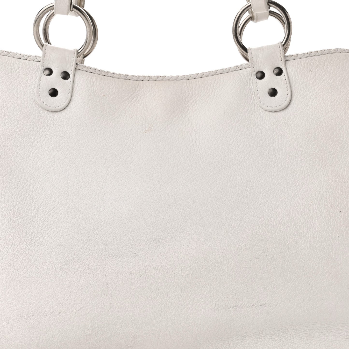 Calfskin Braided Gaucho Double Saddle Bag White