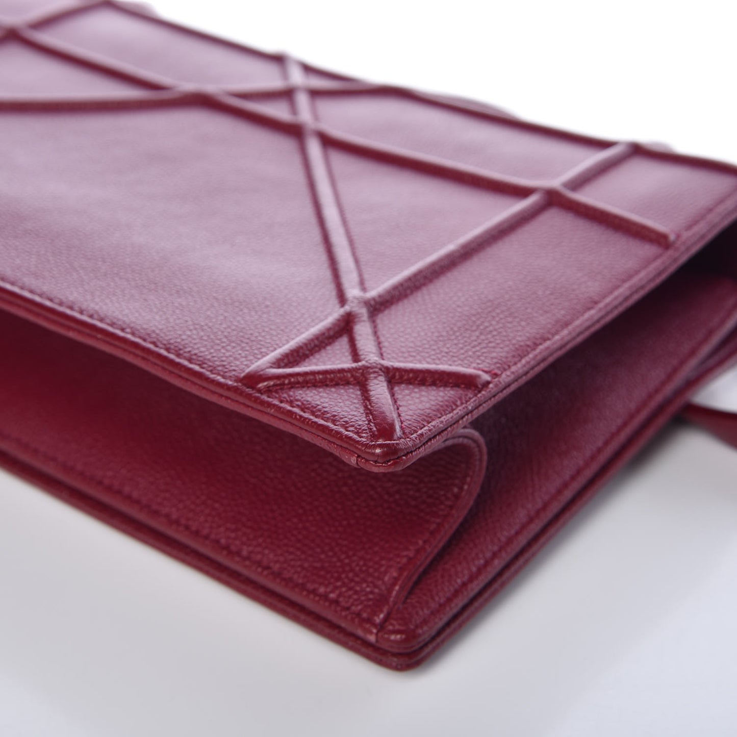 Grained Calfskin Large Diorama Flap Bag Burgundy