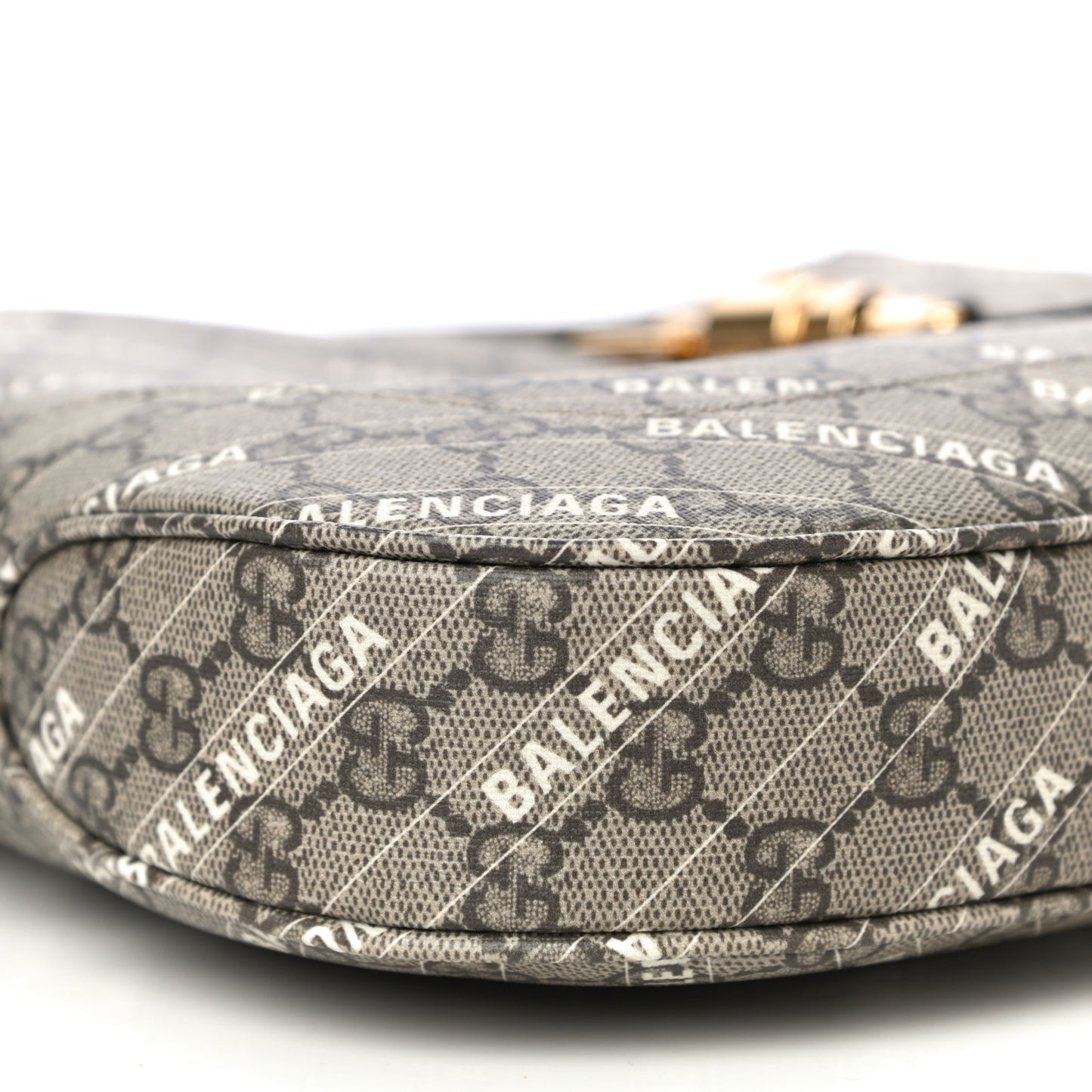 X BALENCIAGA GG Supreme Monogram Logo Print Medium Jackie 1961 Hobo Beige Ebony