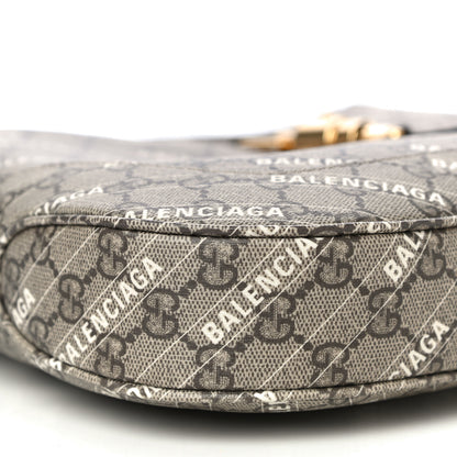 Gucci X BALENCIAGA GG Supreme Monogram Logo Print Medium Jackie 1961 Hobo Beige Ebony 10 of 14
