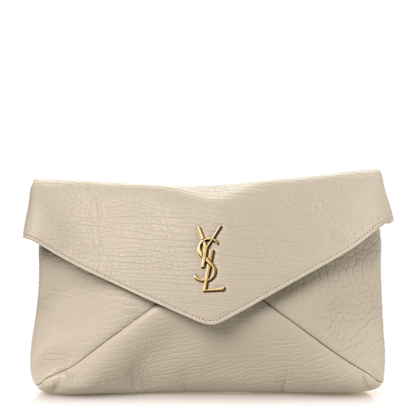 Grained Lambskin Large Cassandre Envelope Pouch Blanc Vintage