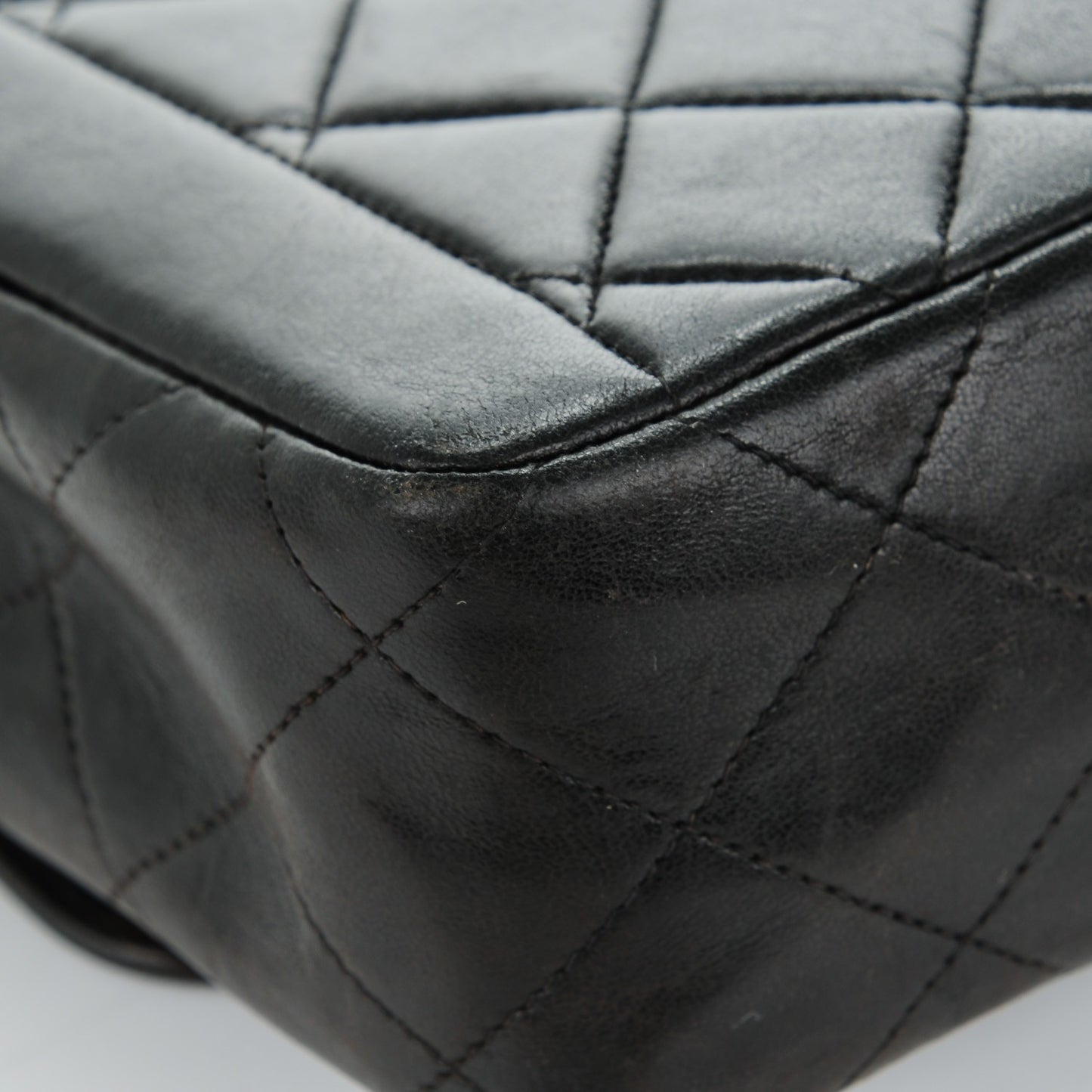 Lambskin Quilted Medium Single Flap Dark Brown