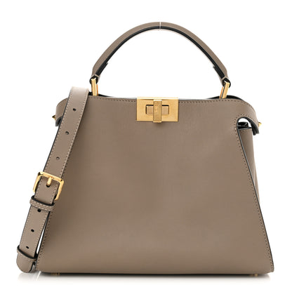 Fendi Vitello Tahiti Burro Medium Peekaboo Iconic Essentially Satchel Tortora Black 1 of 12