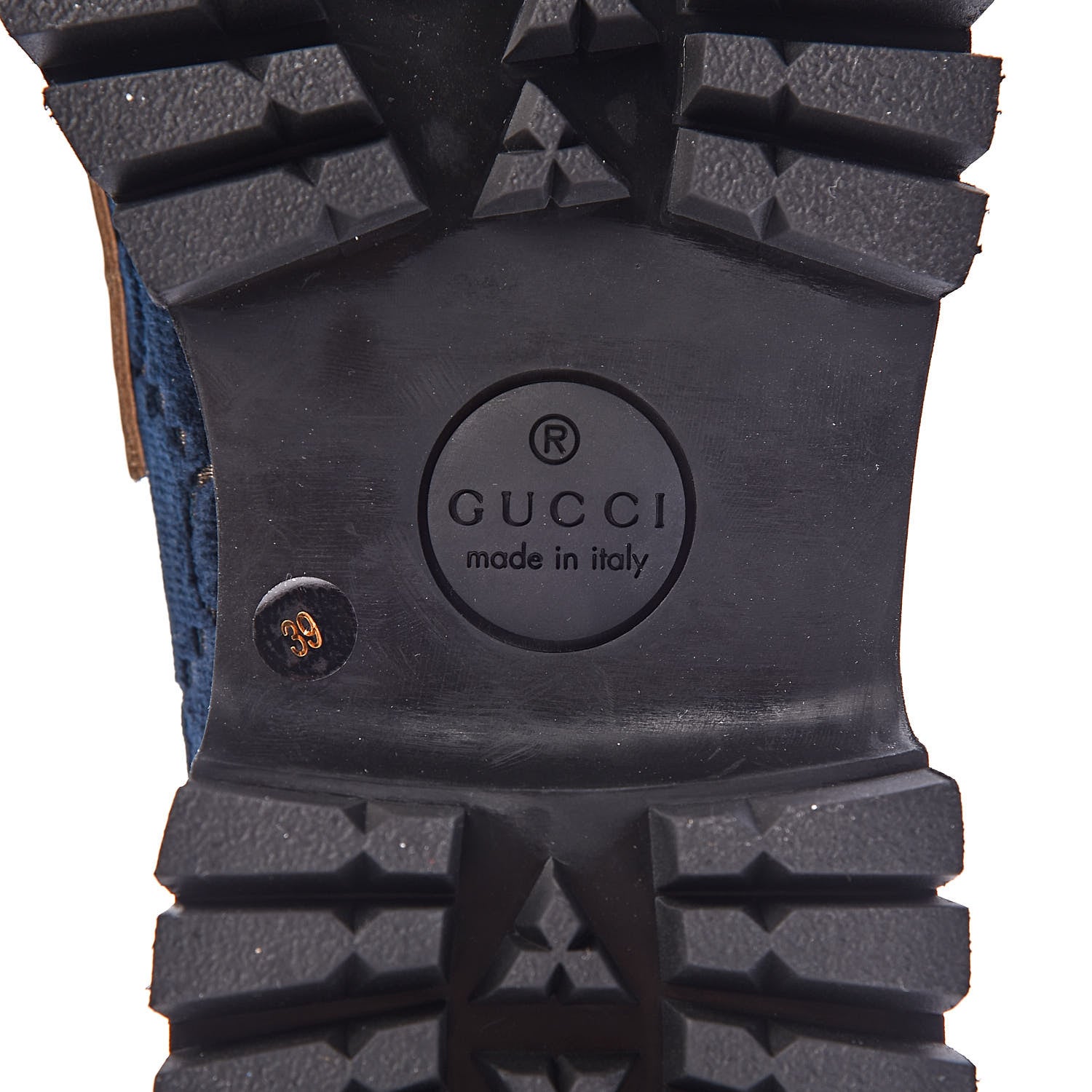 Gucci Velvet Cordovan Lux Granada Kid GG Monogram Womens Harald Horsebit 25mm Platform Loafers 39 Blue Beige 8 of 8