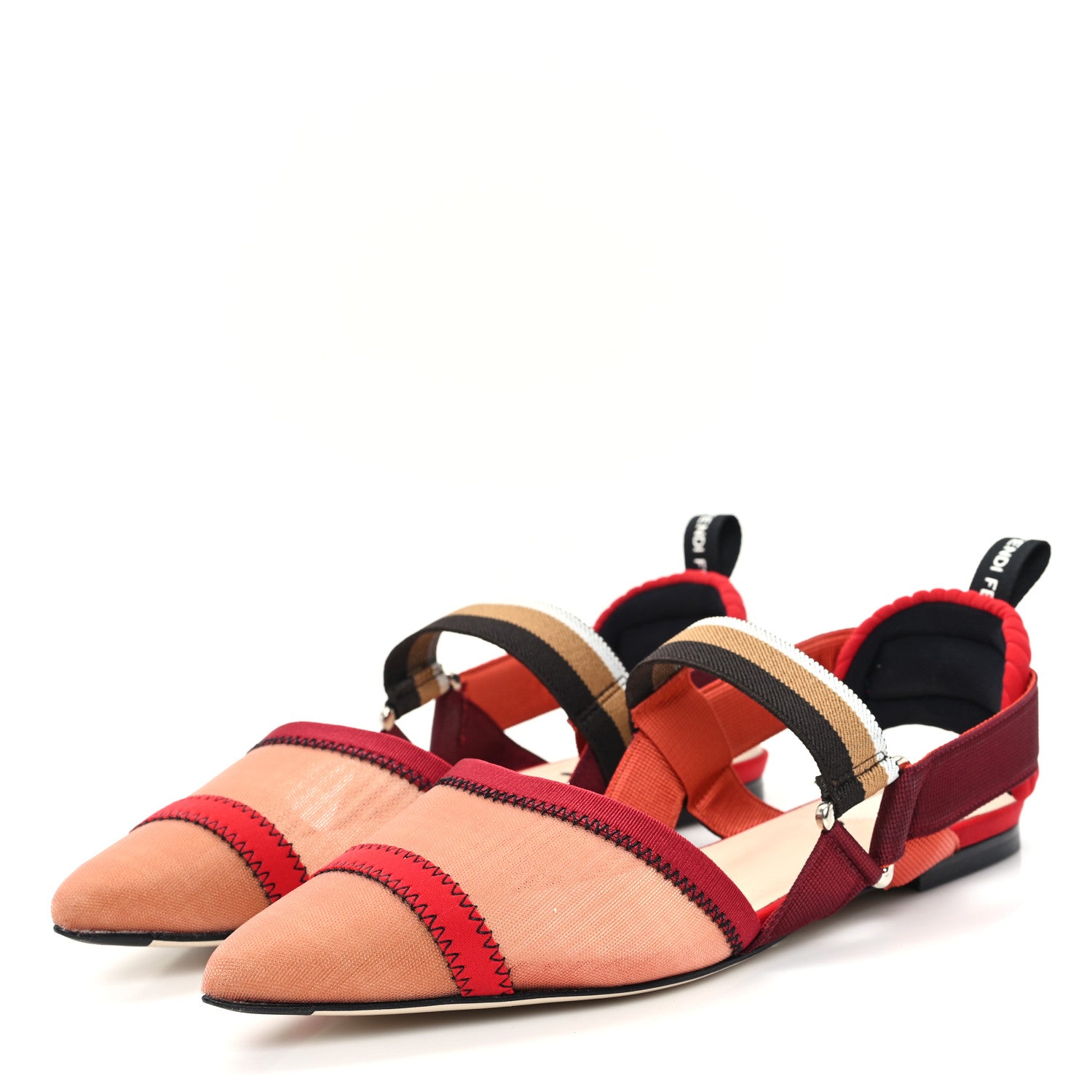 Fendi Technical Mesh Colibri Slingback Ballerina Flats 40 Fragola Mou Fango Ruggine 4 of 8