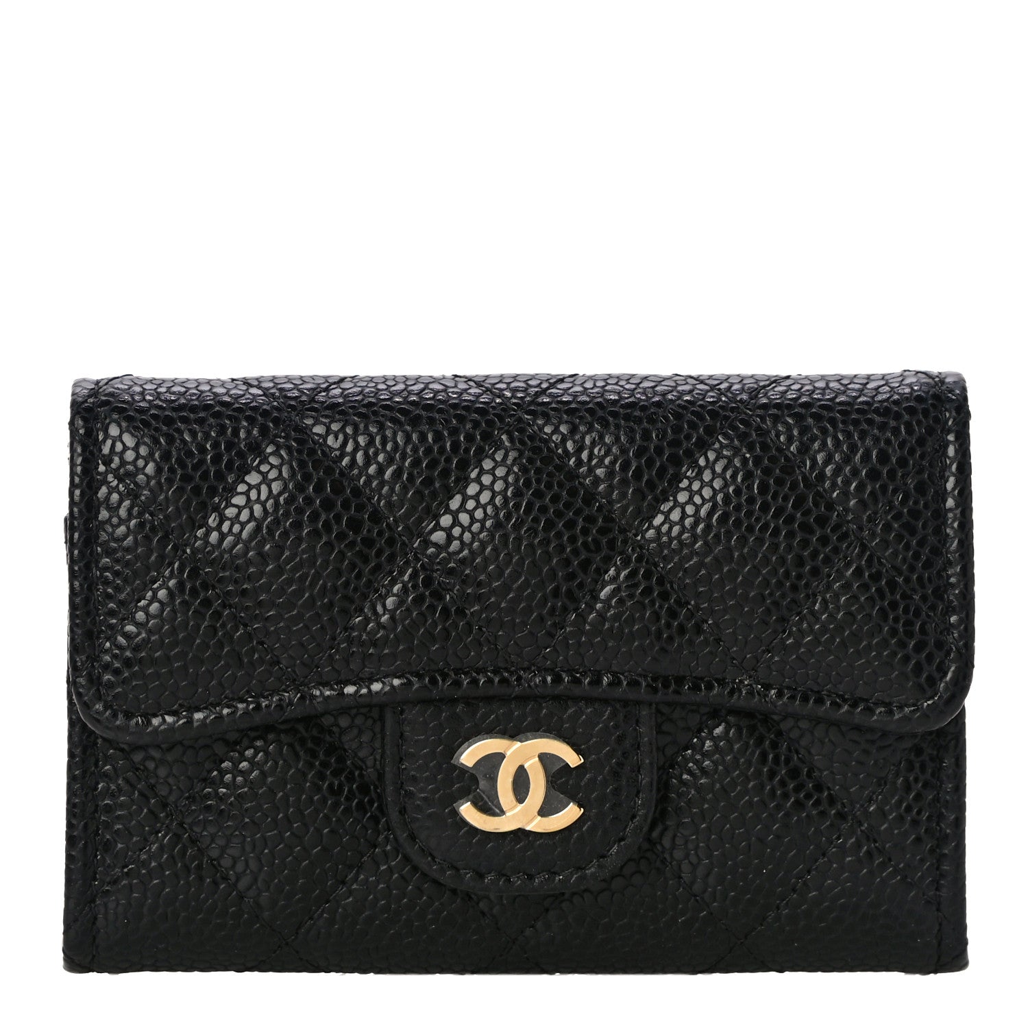 Chanel Caviar Quilted Flap Card Holder Wallet Black 1 of 12