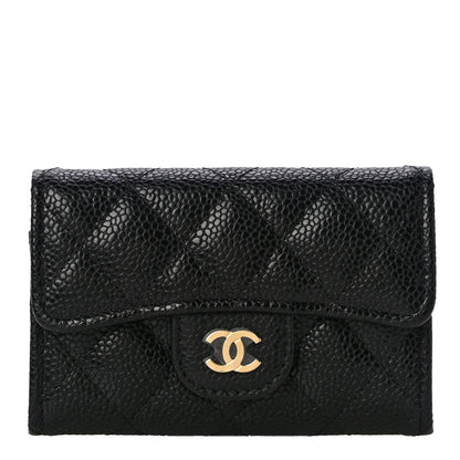 Chanel Caviar Quilted Flap Card Holder Wallet Black 1 of 12