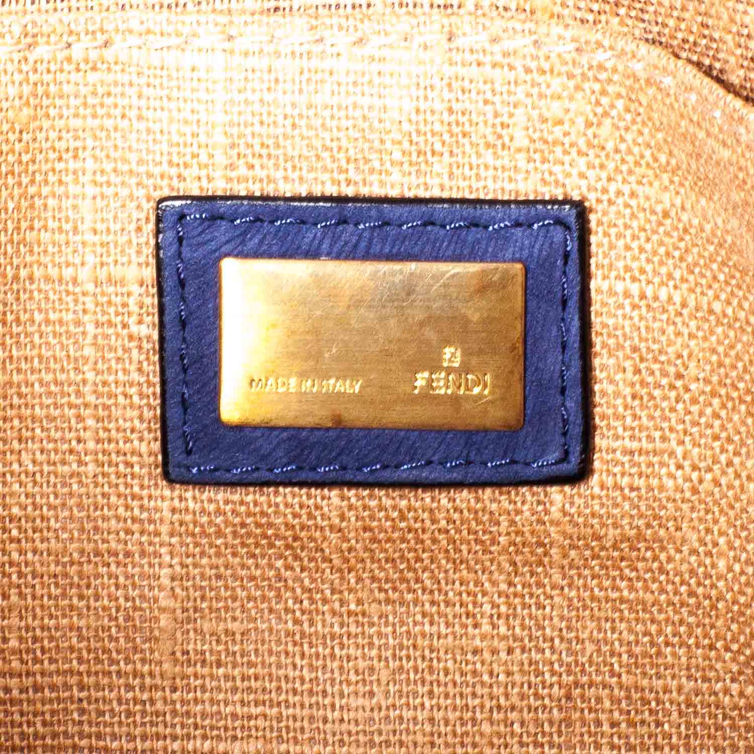 Fendi Suede Calfskin Romano Selleria Secret Code Satchel Blue 7 of 9