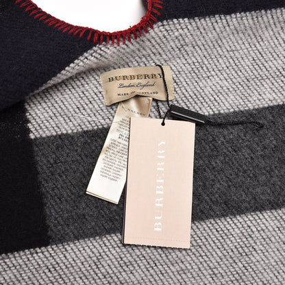 Burberry Wool Cashmere Mega Check Cape Scarf Scarf Navy 3 of 3