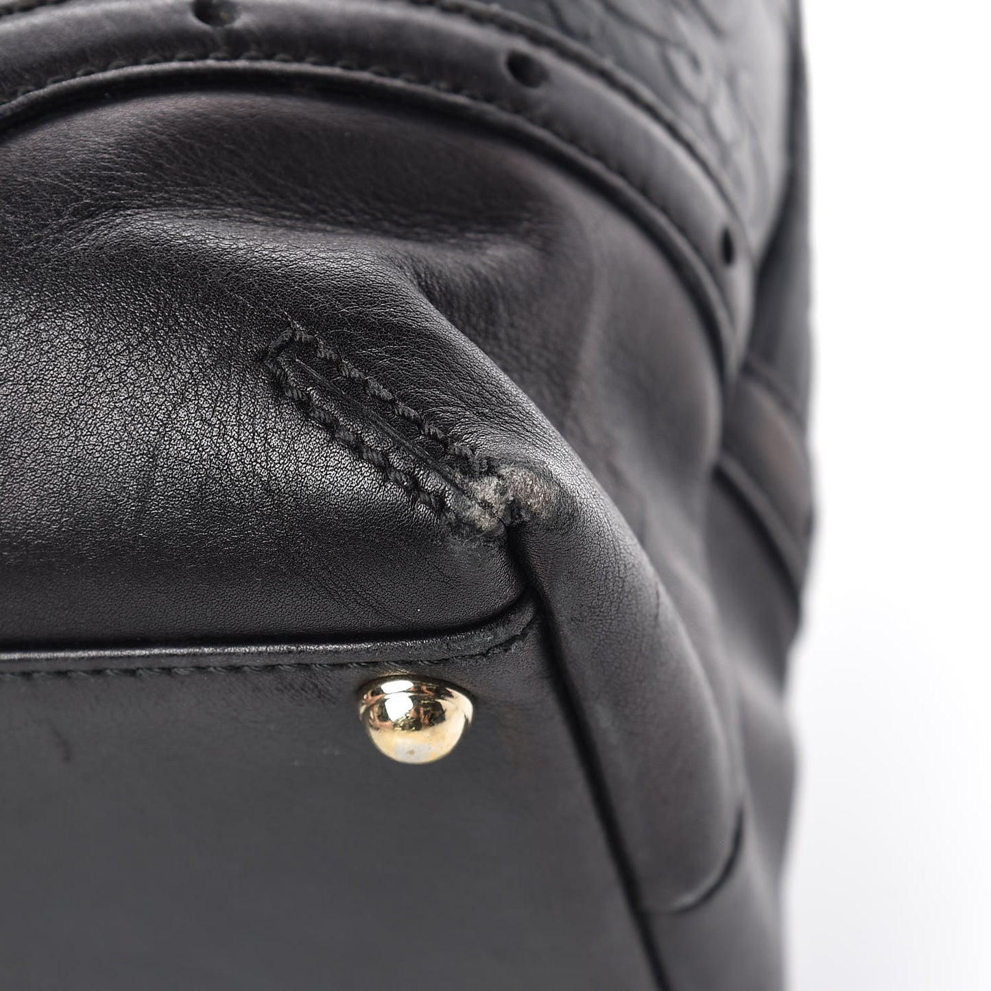 Calfskin Horsebit Embossed Large Glam Shoulder Bag Black