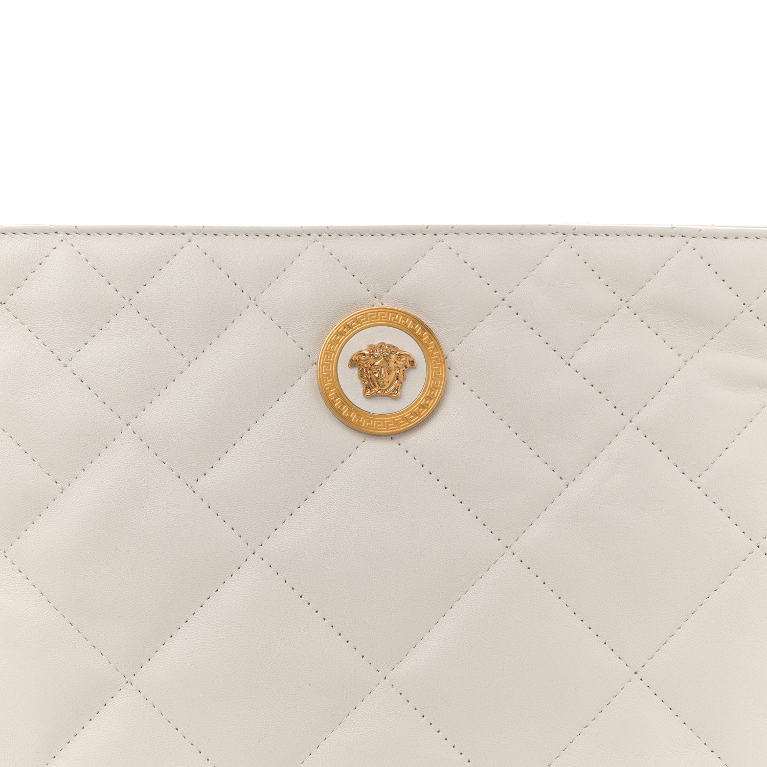 Versace Calfskin Quilted La Medusa Chain Flat Shoulder Bag White 7 of 10