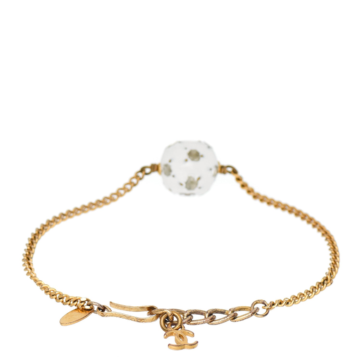 Chanel Pearl Crystal CC Bracelet Gold 2 of 3
