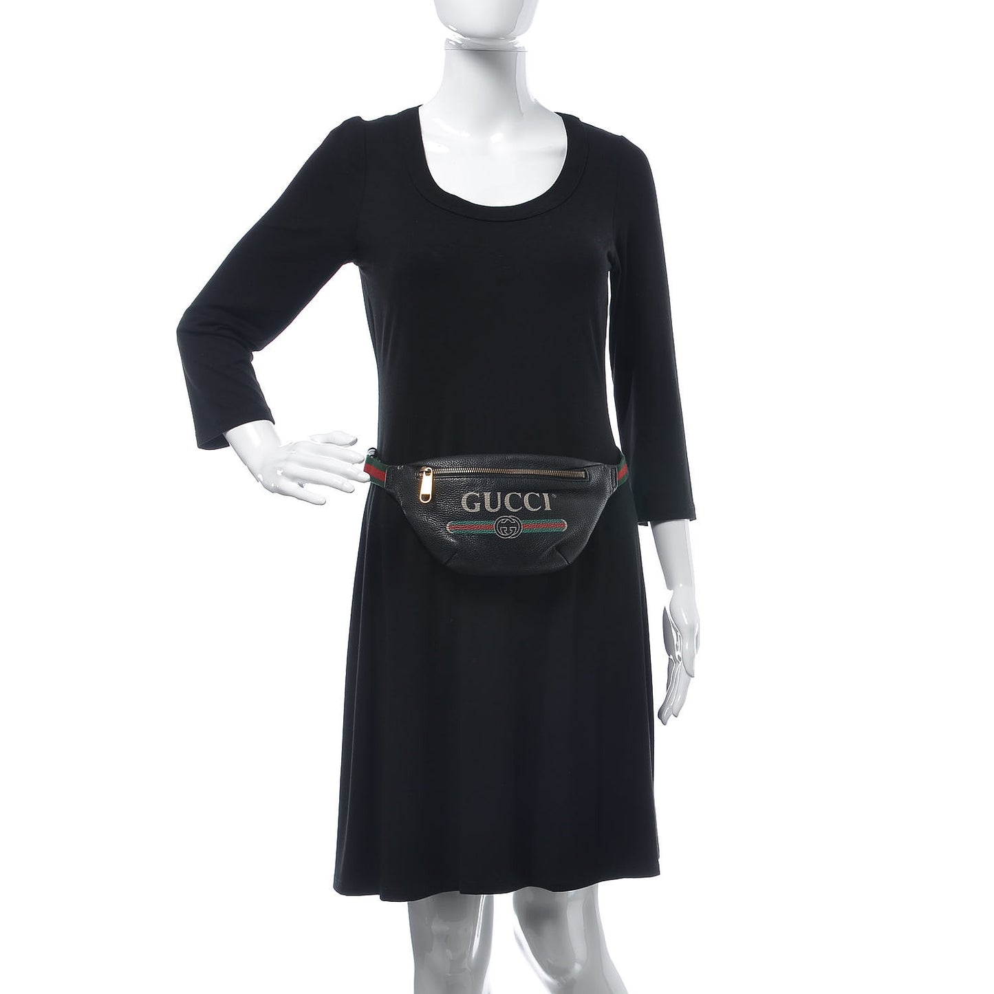 Grained Calfskin Small Logo Belt Bag Black