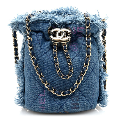 Chanel Denim Quilted Mood Mini Bucket With Chain Blue Multicolor 1 of 9