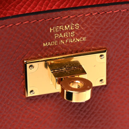 Hermes Epsom Tricolor Kelly Pocket Compact Wallet Rouge Venetian Rouge Sellier Rose Texas 6 of 9