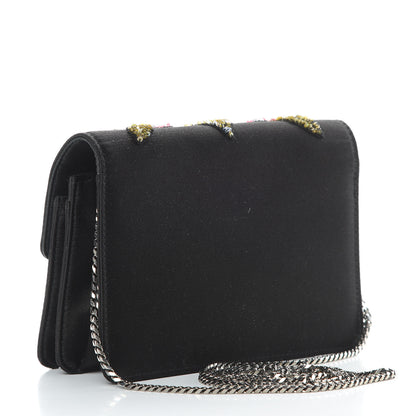 Alexander McQueen Satin Floral Embroidered Mini Insignia Flap Black 3 of 12