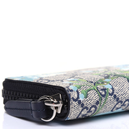 Gucci GG Supreme Monogram Blooms Zip Around Card Case Wallet Beige Blue Navy 7 of 9