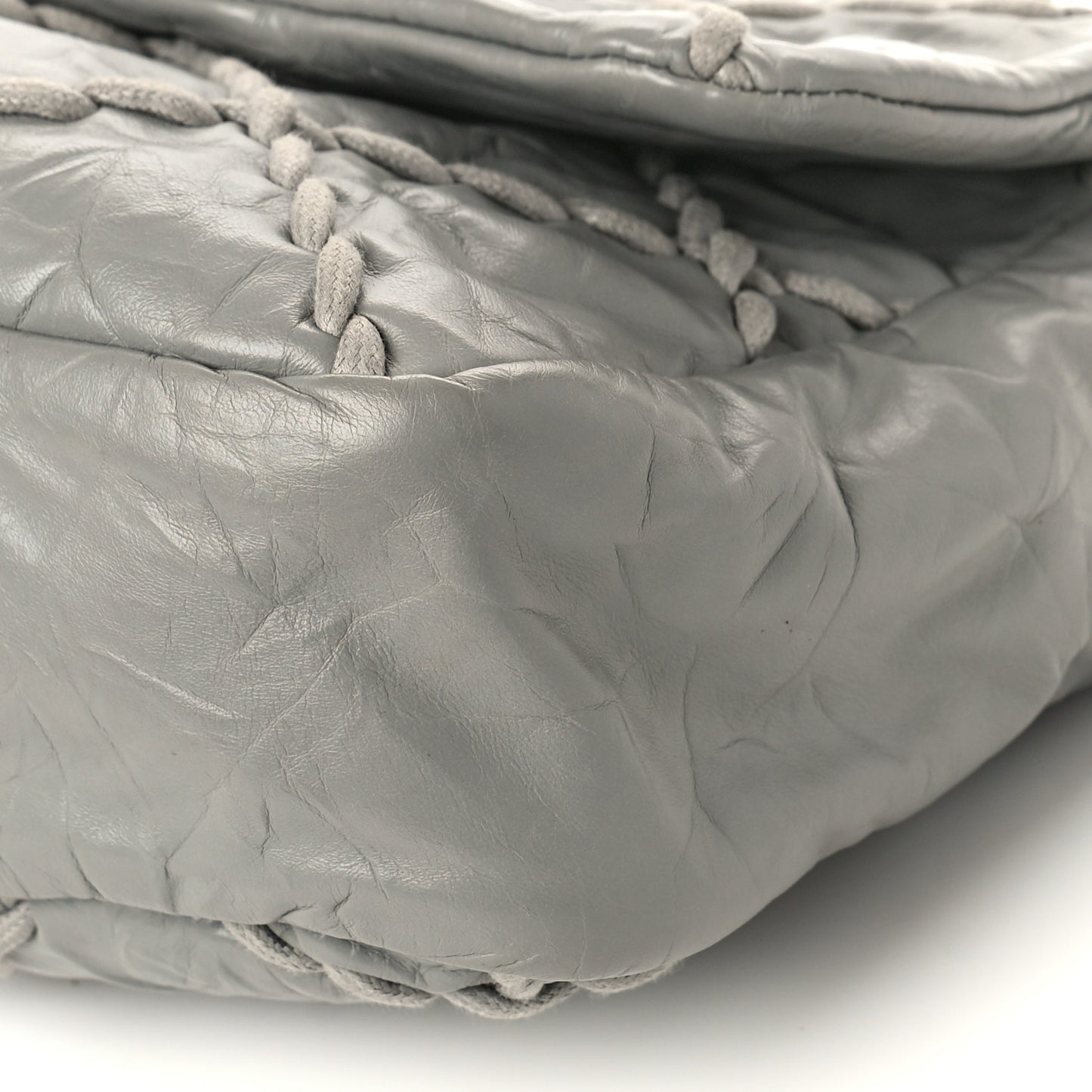 Calfskin Ultra Stitch Oversized Flap Grey