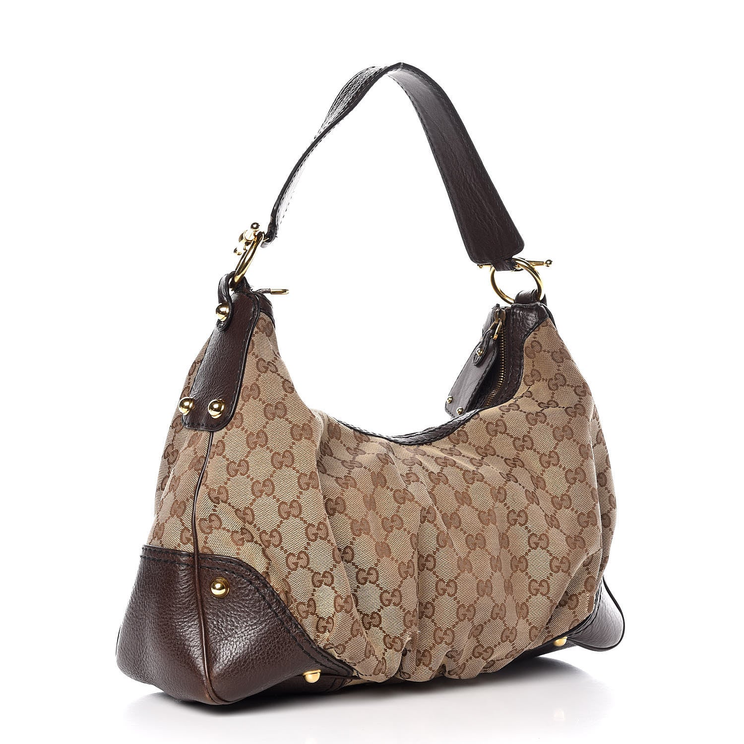 Gucci Monogram Medium Jockey Hobo Dark Brown 3 of 12