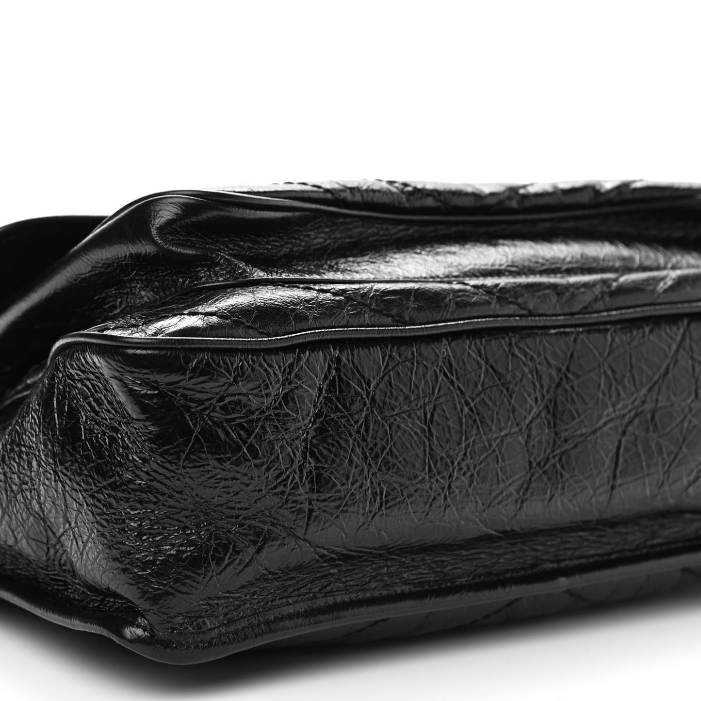 Crinkled Calfskin Matelasse Monogram Large Niki Chain Satchel Black