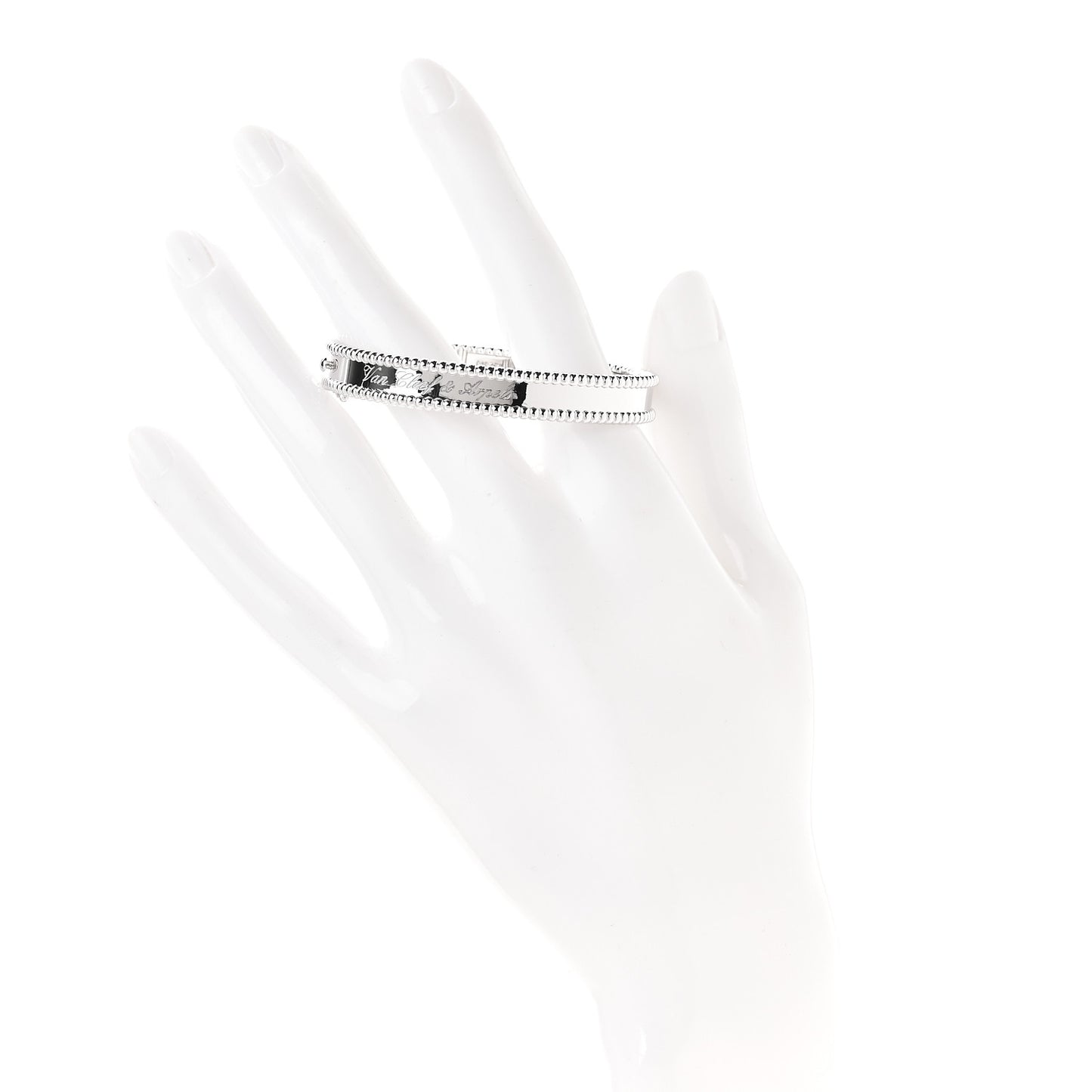 18K White Gold Perlee Signature Bangle Bracelet XS
