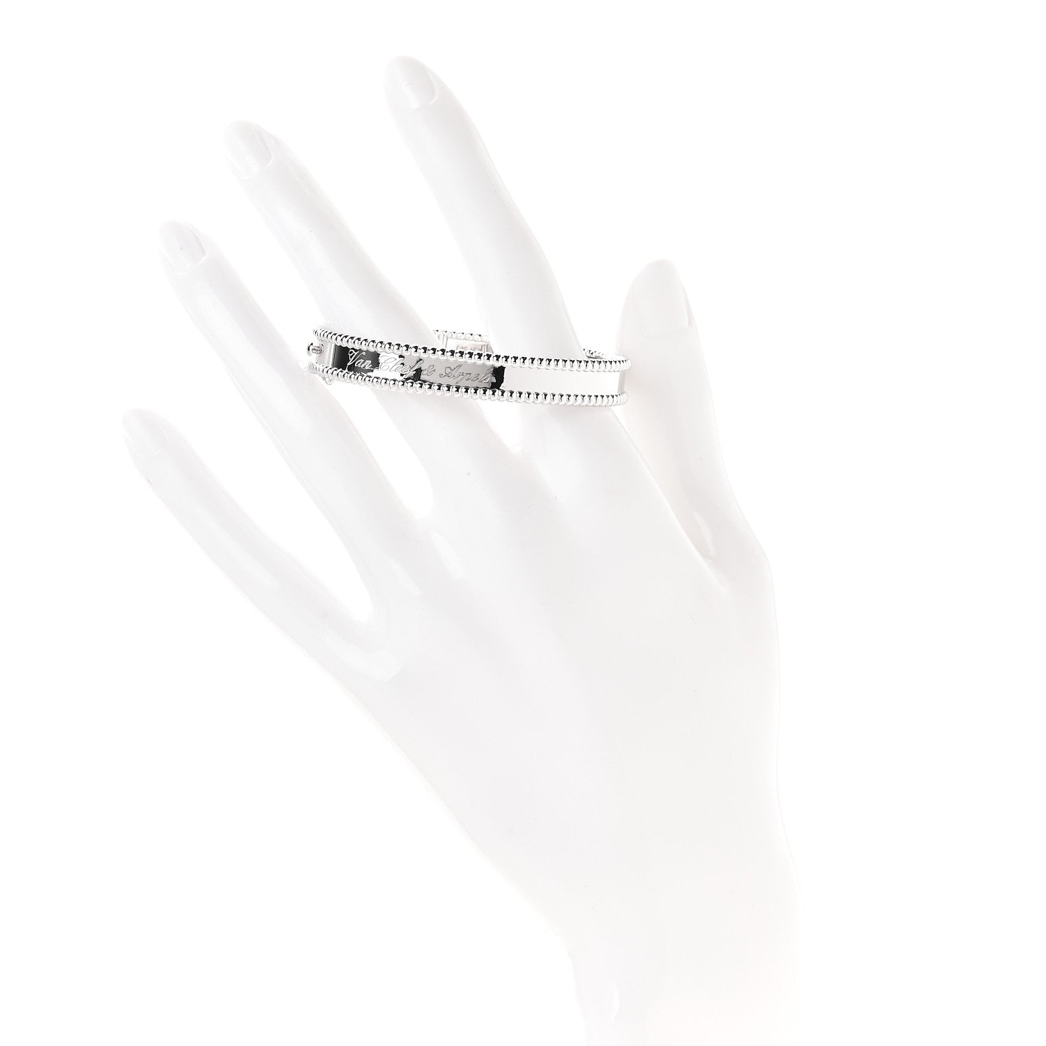 Van Cleef & Arpels 18K White Gold Perlee Signature Bangle Bracelet XS 2 of 5