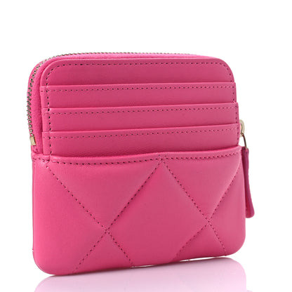 Chanel Lambskin Quilted Chanel 19 Zip Card Holder Wallet Pink 3 of 8