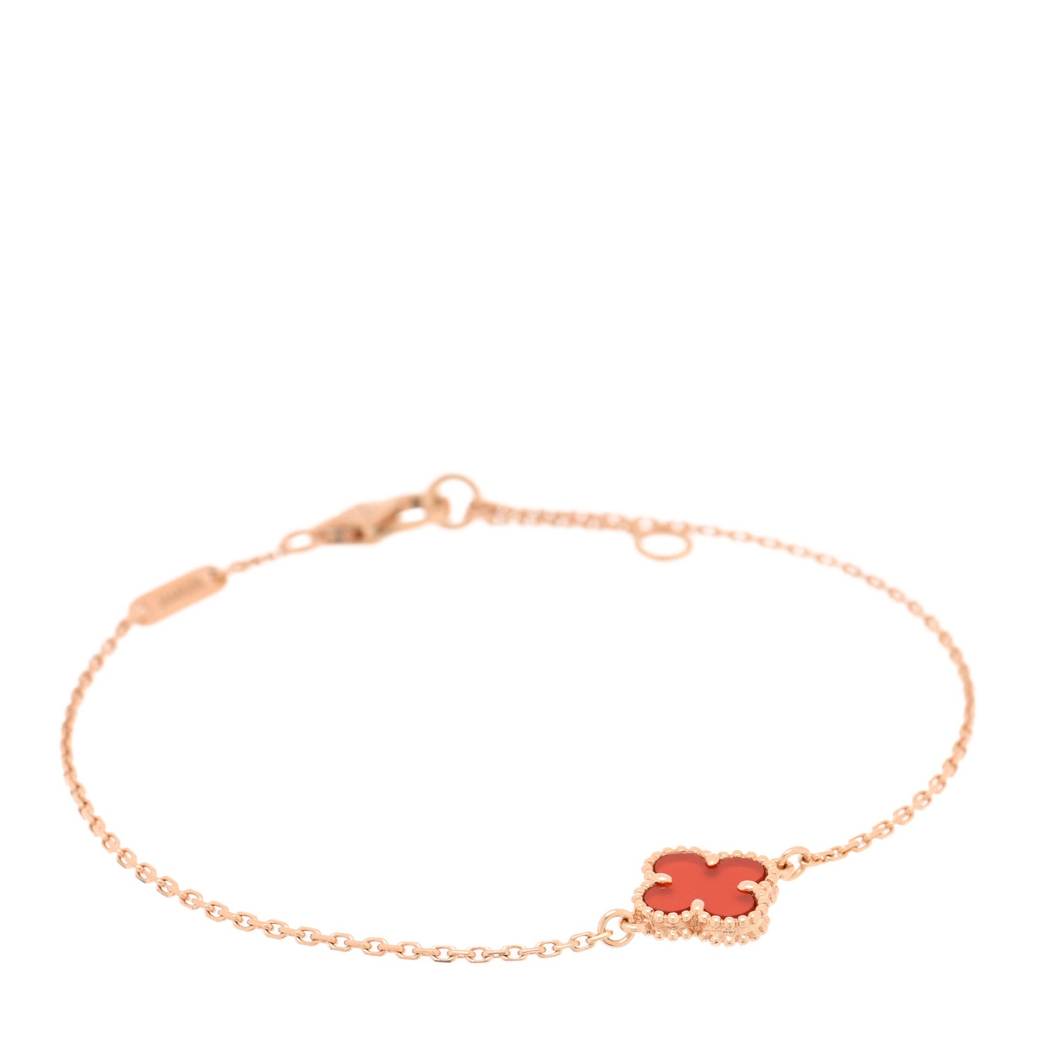 Van Cleef & Arpels 18K Rose Gold Carnelian Sweet Alhambra Bracelet 1 of 4