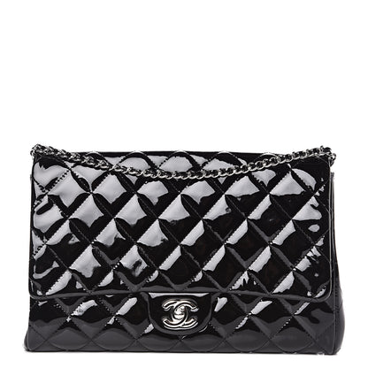 Chanel Patent Quilted Clutch with Chain Flap Black 1 of 10