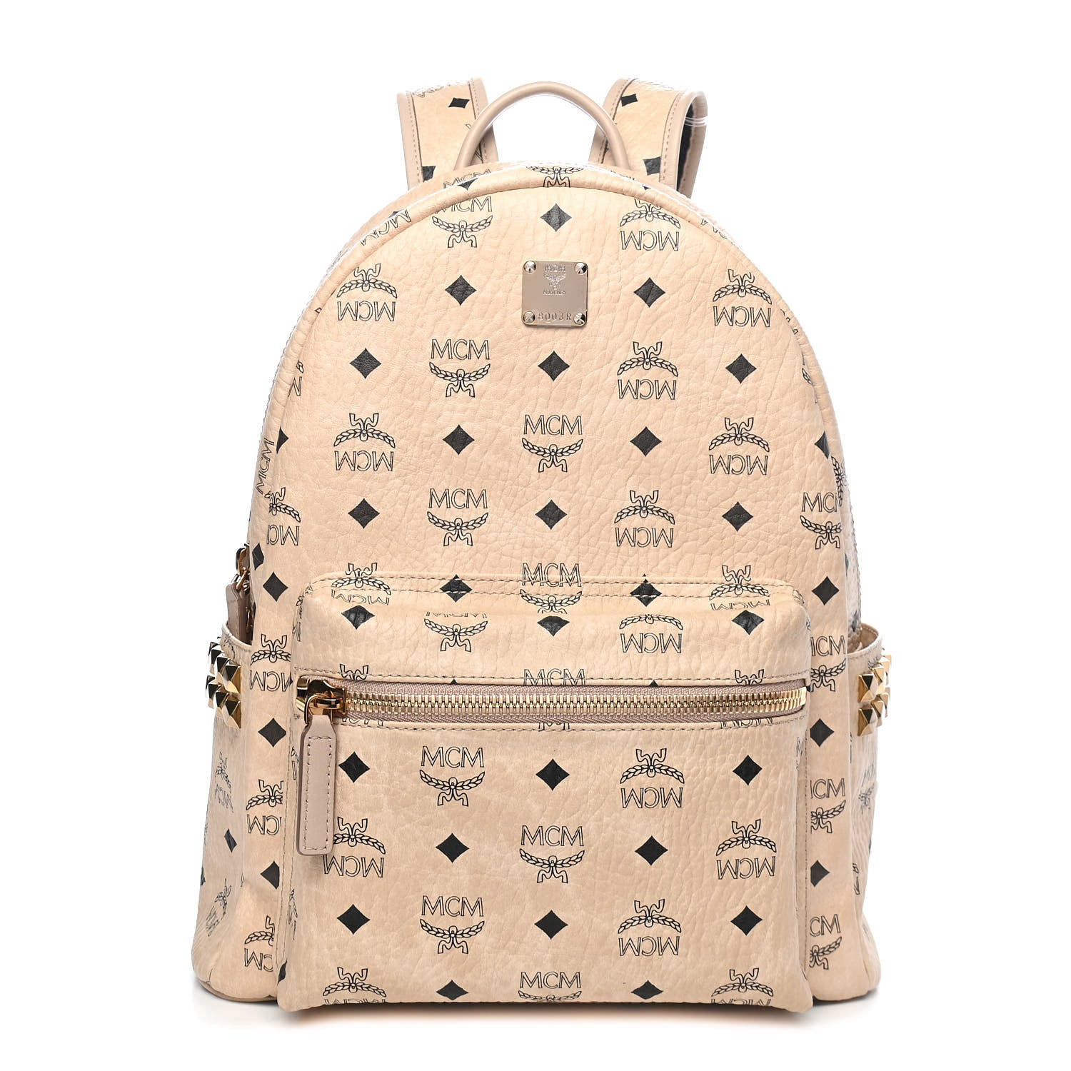 MCM Visetos Small Side Stud Stark Backpack Beige 1 of 10