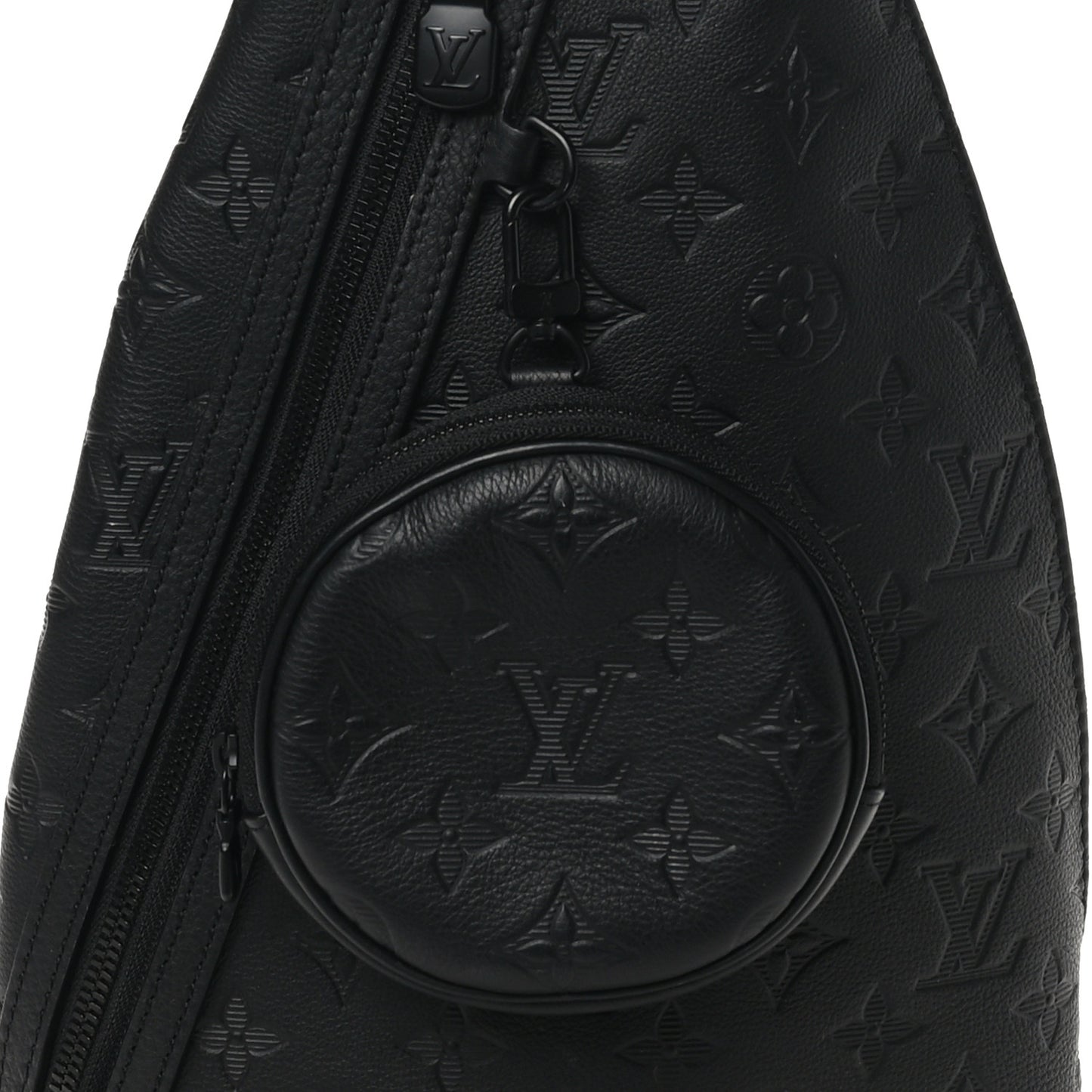 Calfskin Shadow Monogram Duo Slingbag Black