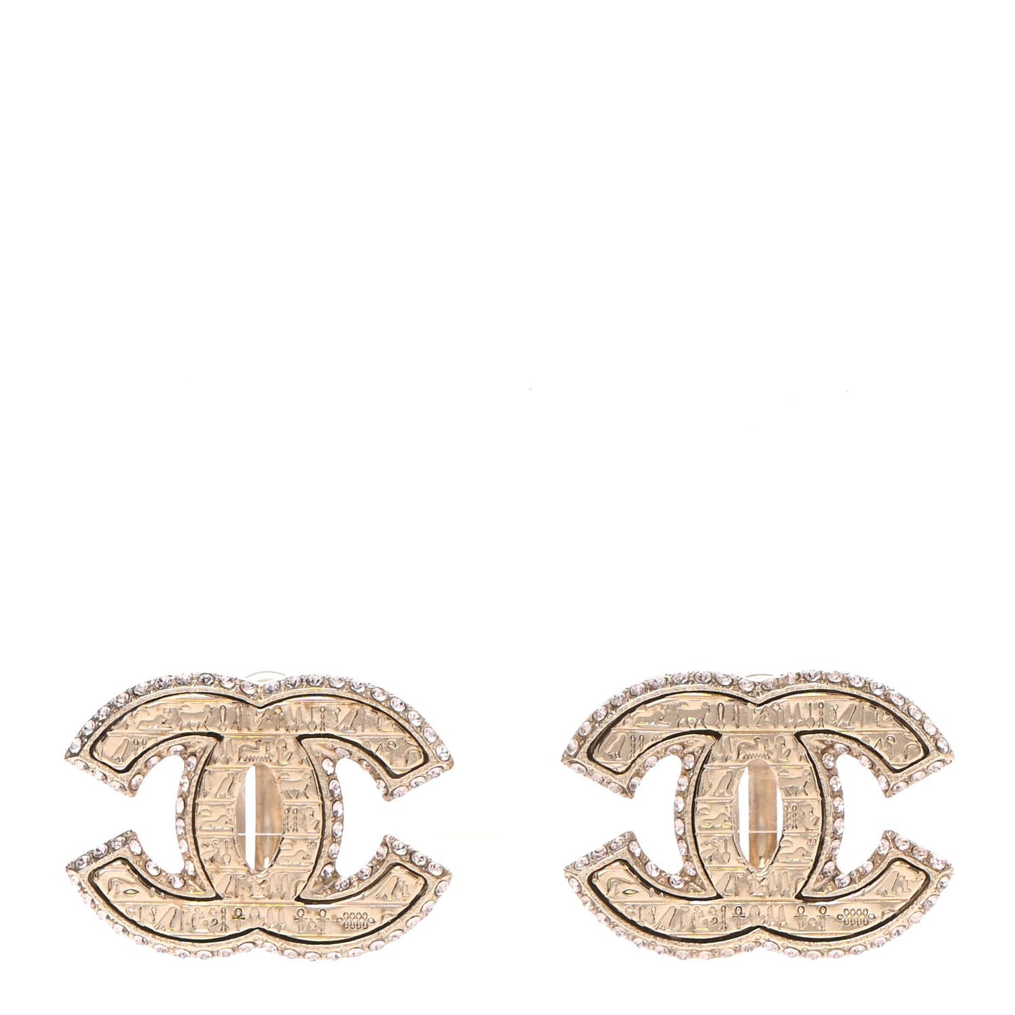 Metal Crystal Scarab CC Clip On Earrings Gold