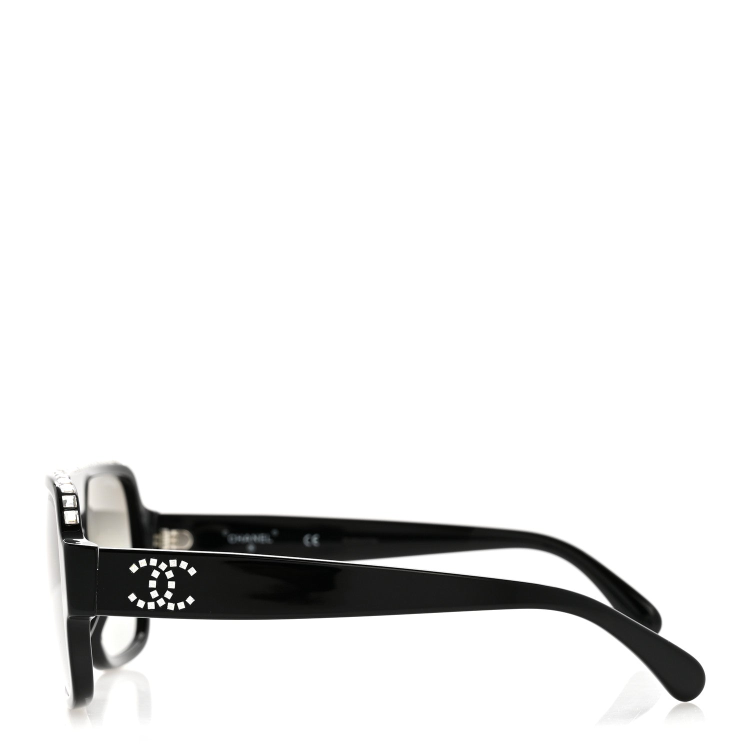 CHANEL クリスタル サングラス Chanel Acetate Crystal CC Shield Sunglasses 71431A Black Grey