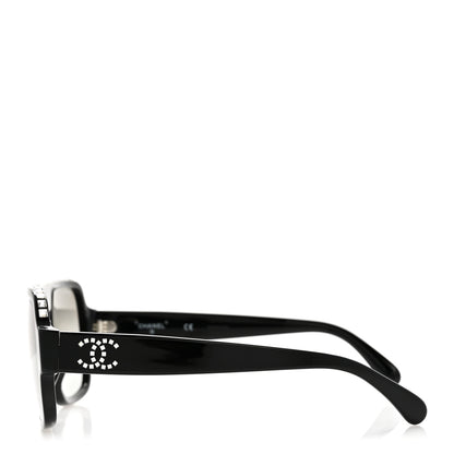 Chanel Acetate Crystal CC Shield Sunglasses 71431A Black Grey 3 of 8