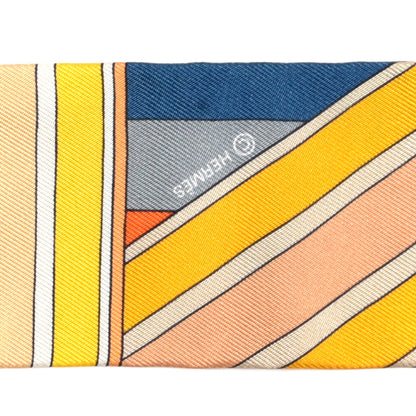 Hermes Silk Sangles En Zigzag Twilly Ivory Orange Bleu 3 of 4