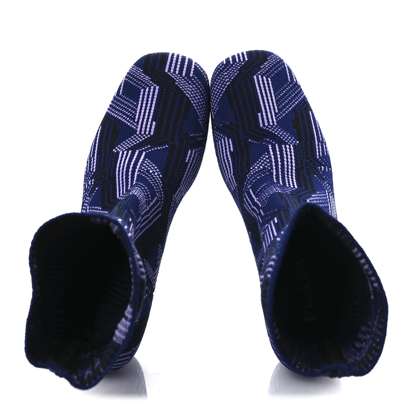 Jacquard Knit Platform Ankle Boots 38.5 Bluette Glicine