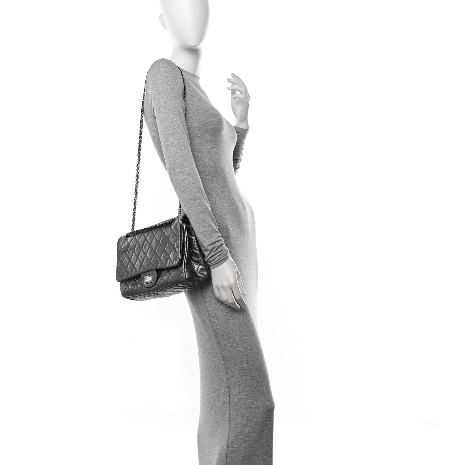 Chanel Metallic Aged Calfskin Quilted 2.55 Reissue 227 Flap Dark Silver 2 of 13