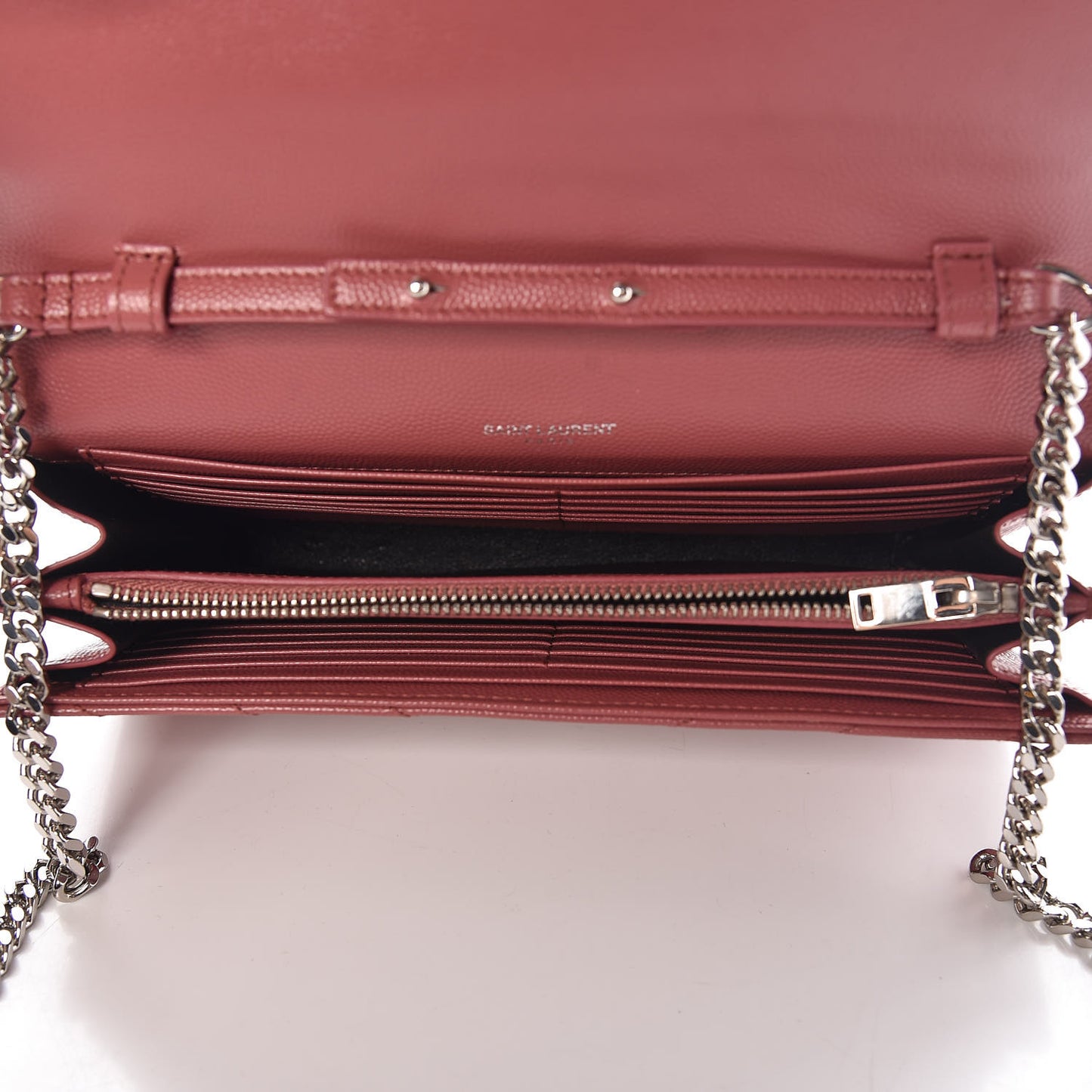 Grain De Poudre Matelasse Chevron Monogram Chain Wallet Mystic Rose