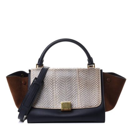 Celine Cobra Calfskin Suede Small Tri-Color Trapeze Natural 1 of 4