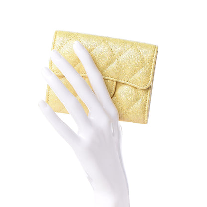 Chanel Iridescent Caviar Quilted Flap Card Holder Wallet Yellow 2 of 7